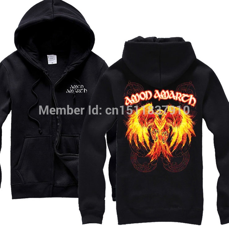Amon Amarth 코튼 록 밴드 지퍼 후드 가을 겨울 자켓 셔츠 펑크 피닉스 헤비 메탈 플리스 남성 여성 운동복